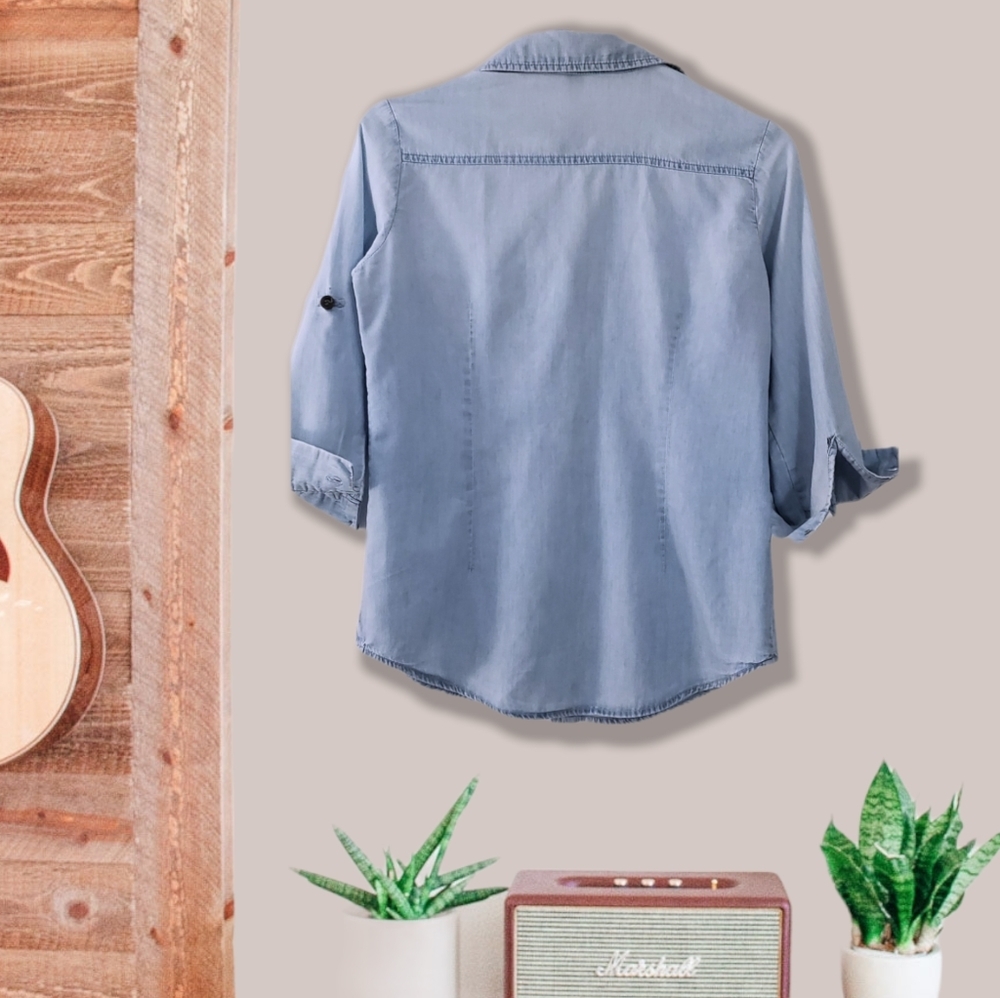 Fun & Flirt Denim Long sleeve Shirt- Small - Picture 3 of 11